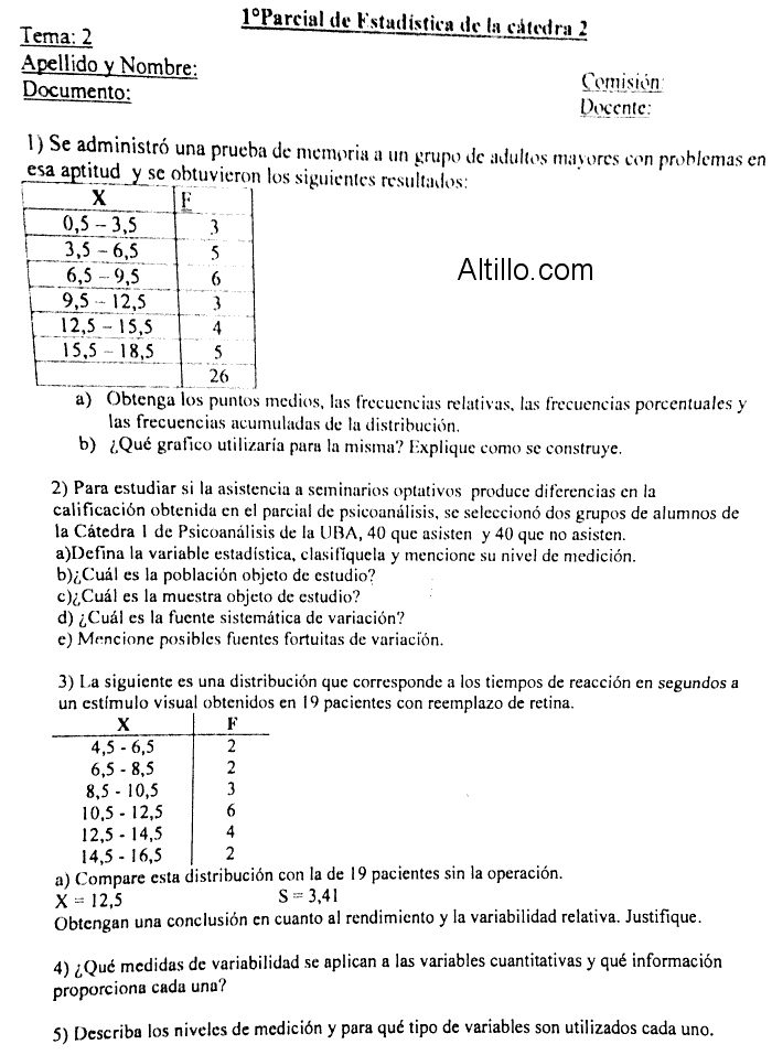 1º Parcial B | Estadística (Muiñoz - 2018) | Psicología | UBA